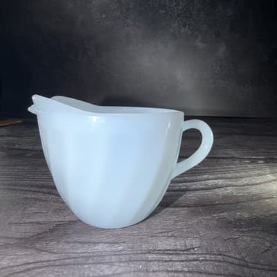 Fire-King Glass Light Blue Azurite Swirl Creamer – Vintage Fire-King Cream Pit - Thumbnail 6
