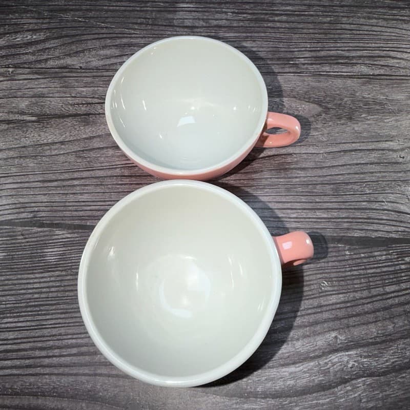 Vintage Shenango China Pink Rim Rol Wel Restaurant Ware Coffee Cups Set of 2 - Thumbnail 3