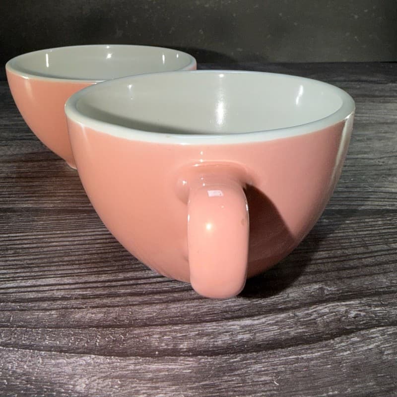 Vintage Shenango China Pink Rim Rol Wel Restaurant Ware Coffee Cups Set of 2 - Thumbnail 5