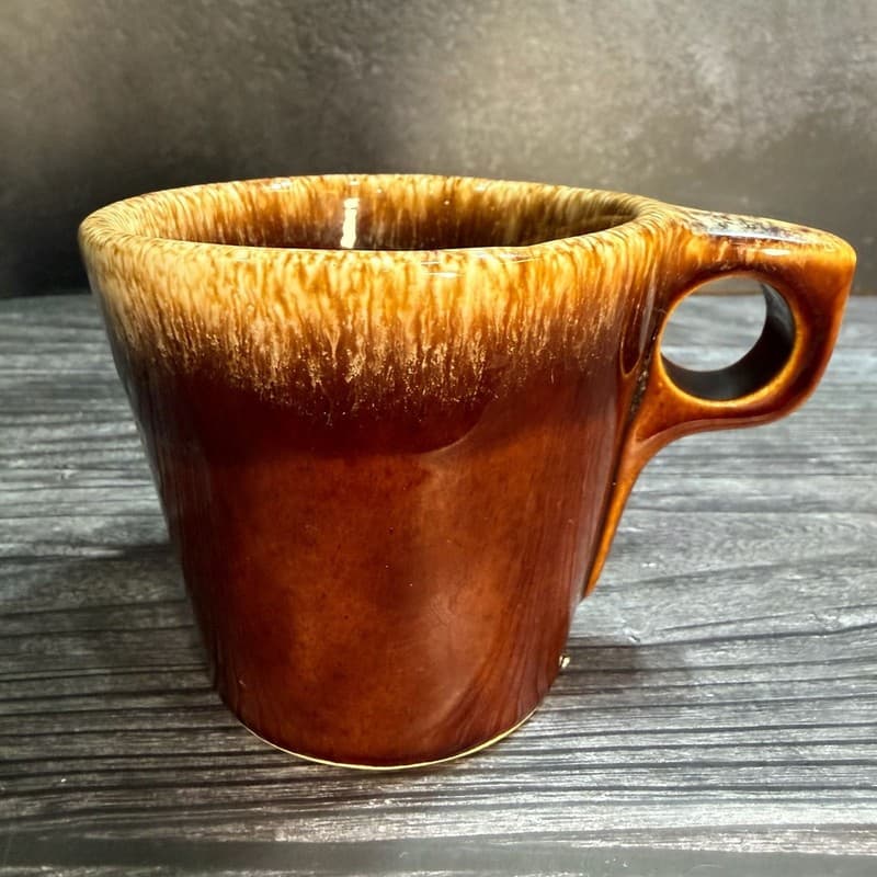 Hull Pottery Oven Proof USA Coffee Mug Tea Cup Brown Drip Glaze Vintage