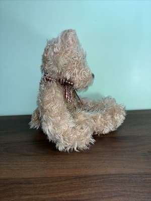 Russ Long Hair Bear Plush Tan With Bow Stuffed Animal 15" Floppy Corduroy - Thumbnail 5