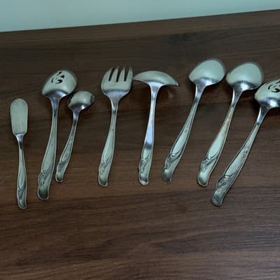 8 Serving Pieces Rogers International EXQUISITE Silverplate 1957 Spoons Ladle - Thumbnail 9