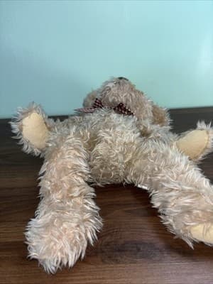 Russ Long Hair Bear Plush Tan With Bow Stuffed Animal 15" Floppy Corduroy - Thumbnail 6