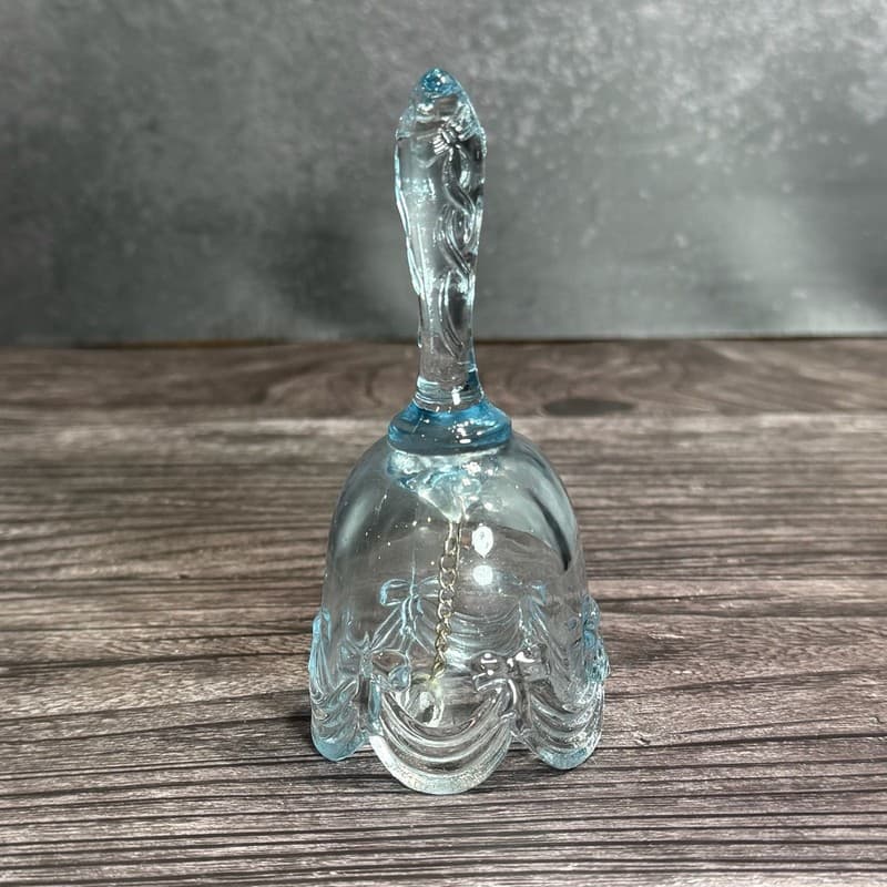 Vintage Fenton Colonial Blue Glass Bell Bows and Swags Pattern 4.5"