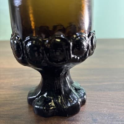 MCM 1970s Vintage Franciscan Madeira Smoke Brown Water Goblet Glasses 5 1/2” - Thumbnail 2