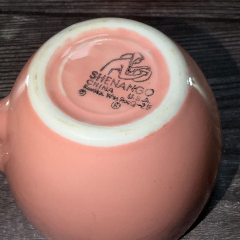 Vintage Shenango China Pink Rim Rol Wel Restaurant Ware Coffee Cups Set of 2 - Thumbnail 6