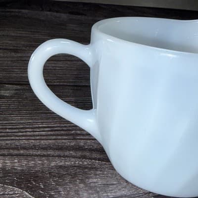 Fire-King Glass Light Blue Azurite Swirl Creamer – Vintage Fire-King Cream Pit - Thumbnail 3