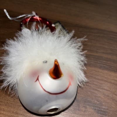 Robert Stanley 4.5" Feathery Red Hat Snowman Head Christmas Tree Ornament ☃ - Thumbnail 2