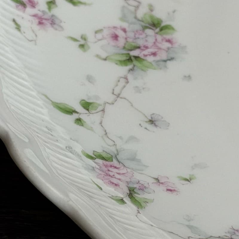Antique Imperial Crown Austria 1564 Pink Floral 11.5" Round Chop Plate Platter - Thumbnail 6