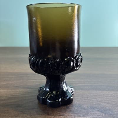 MCM 1970s Vintage Franciscan Madeira Smoke Brown Water Goblet Glasses 5 1/2” - Thumbnail 3