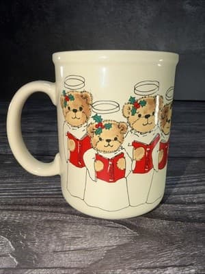 Vintage 1982 Lucy And Me Enesco Teddy Bear Christmas Choir Coffee Mug 10oz EUC - Thumbnail 5