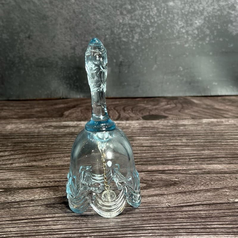 Vintage Fenton Colonial Blue Glass Bell Bows and Swags Pattern 4.5" - Thumbnail 4