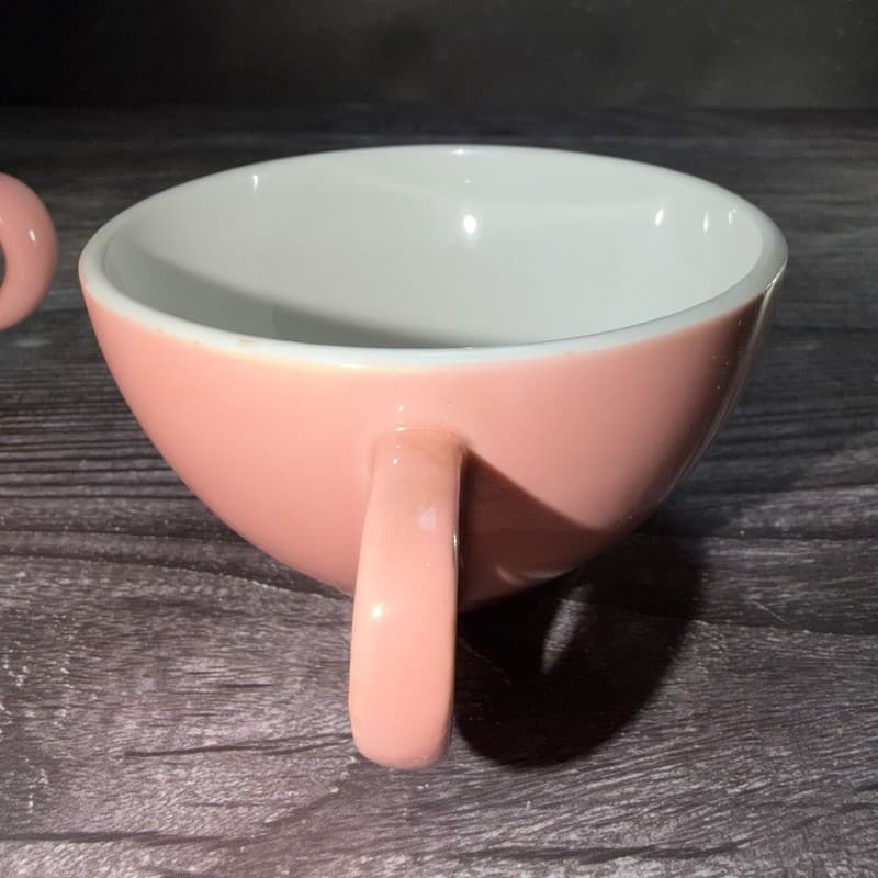 Vintage Shenango China Pink Rim Rol Wel Restaurant Ware Coffee Cups Set of 2 - Thumbnail 10