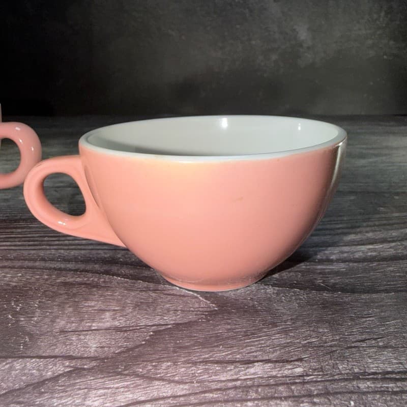 Vintage Shenango China Pink Rim Rol Wel Restaurant Ware Coffee Cups Set of 2 - Thumbnail 9