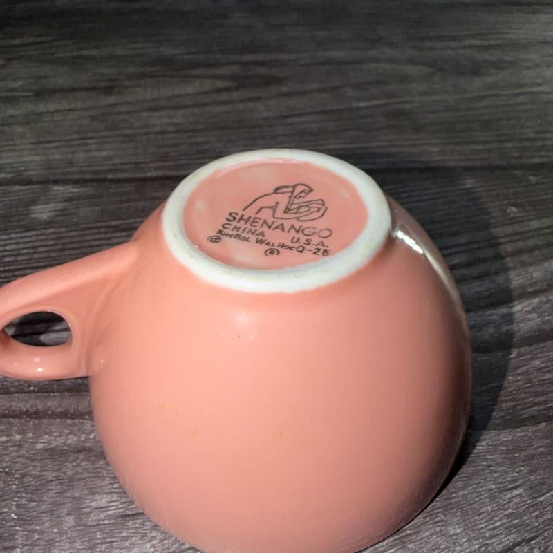 Vintage Shenango China Pink Rim Rol Wel Restaurant Ware Coffee Cups Set of 2 - Thumbnail 15