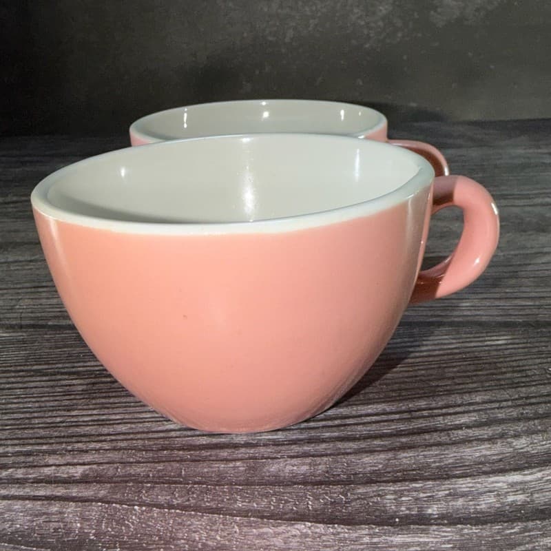 Vintage Shenango China Pink Rim Rol Wel Restaurant Ware Coffee Cups Set of 2 - Thumbnail 4