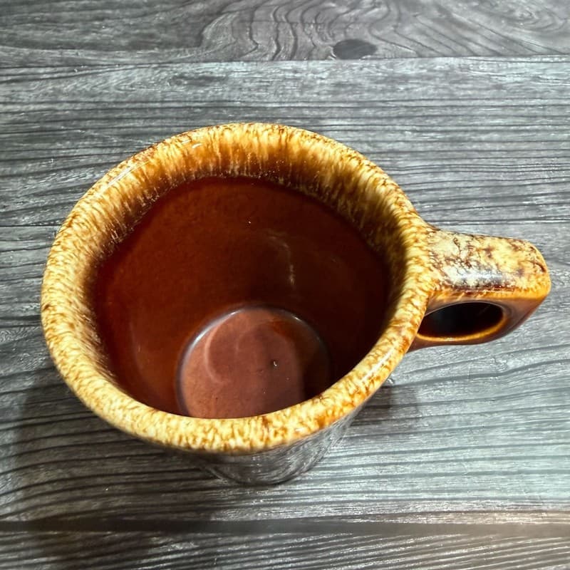 Hull Pottery Oven Proof USA Coffee Mug Tea Cup Brown Drip Glaze Vintage - Thumbnail 2