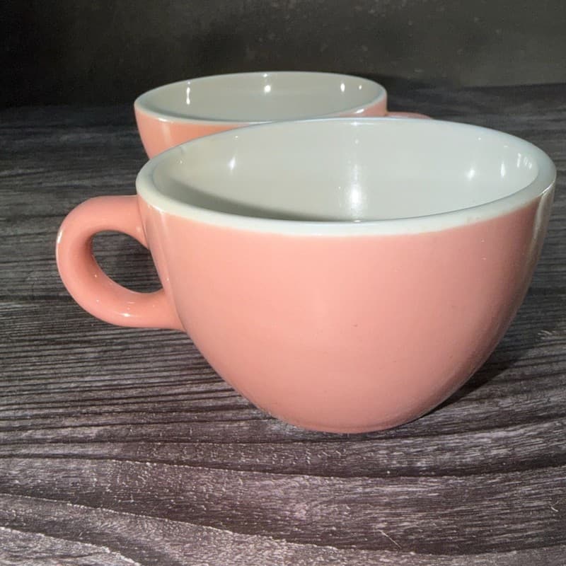 Vintage Shenango China Pink Rim Rol Wel Restaurant Ware Coffee Cups Set of 2 - Thumbnail 8