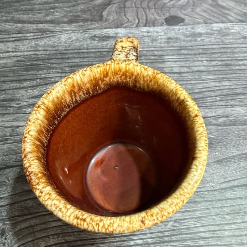 Hull Pottery Oven Proof USA Coffee Mug Tea Cup Brown Drip Glaze Vintage - Thumbnail 6