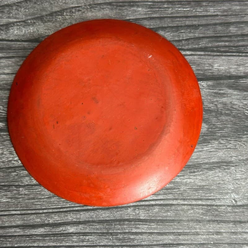 Vintage Carved Red Cinnabar Lacquer Floral Mini Saucer Plate 4” - Thumbnail 6