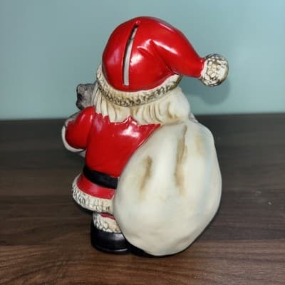 Vtg Homco Ceramic Santa Claus Coin Bank Figurine Christmas #5610 6”Hx 4”W - Thumbnail 3
