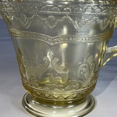 Vtg Patrician Spoke Depression Federal Glass CREAMER Plates Amber Yellow 1930s - Thumbnail 3