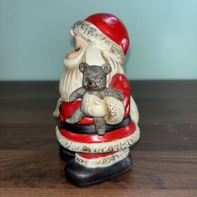 Vtg Homco Ceramic Santa Claus Coin Bank Figurine Christmas #5610 6”Hx 4”W - Thumbnail 2