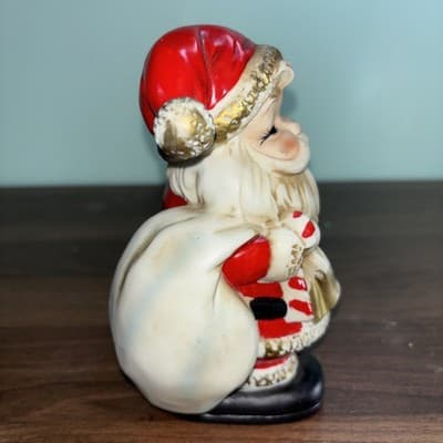 Vtg Homco Ceramic Santa Claus Coin Bank Figurine Christmas #5610 6”Hx 4”W - Thumbnail 5