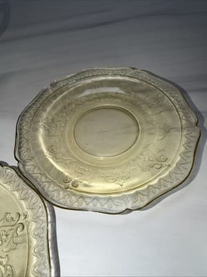 Vtg Patrician Spoke Depression Federal Glass CREAMER Plates Amber Yellow 1930s - Thumbnail 17