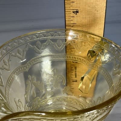 Vtg Patrician Spoke Depression Federal Glass CREAMER Plates Amber Yellow 1930s - Thumbnail 14