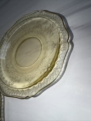 Vtg Patrician Spoke Depression Federal Glass CREAMER Plates Amber Yellow 1930s - Thumbnail 18