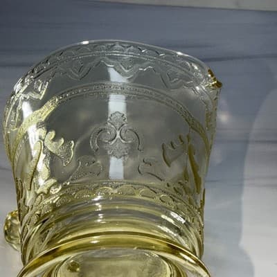 Vtg Patrician Spoke Depression Federal Glass CREAMER Plates Amber Yellow 1930s - Thumbnail 10