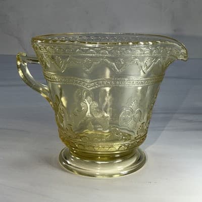 Vtg Patrician Spoke Depression Federal Glass CREAMER Plates Amber Yellow 1930s - Thumbnail 7