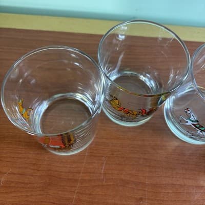 Set of 4 On The Rocks Horse Carriage Coach Glasses 3.5" Cab Tilbury Calche VTG - Thumbnail 11
