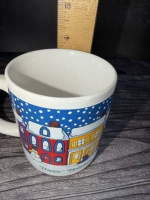 VTG House Of Fabrics So- Fro Happy Holidays Village Coffee Mugs 10 Oz - Thumbnail 9