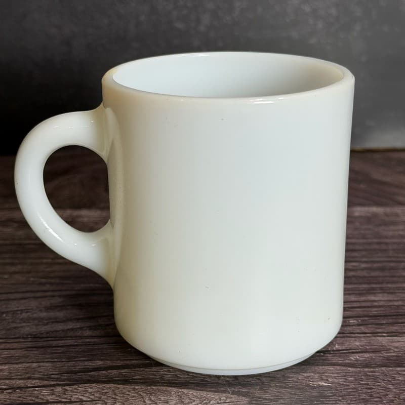Vintage Fire-King White Milk Glass D-Handle Coffee Mug