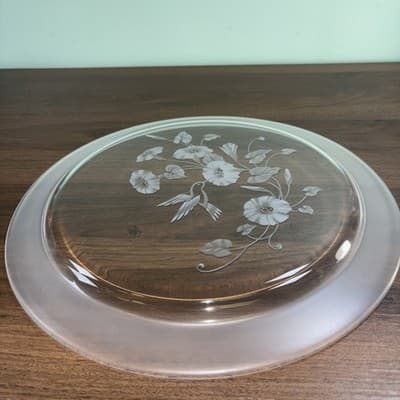 New Hummingbird Etched Lead Crystal Large Serving Platter 12.5” Avon - NOS - Thumbnail 11