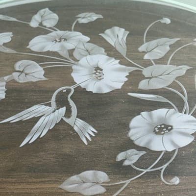 New Hummingbird Etched Lead Crystal Large Serving Platter 12.5” Avon - NOS - Thumbnail 9