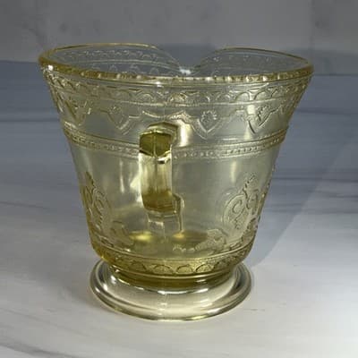 Vtg Patrician Spoke Depression Federal Glass CREAMER Plates Amber Yellow 1930s - Thumbnail 8