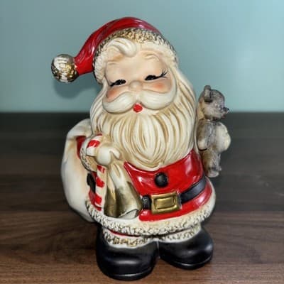 Vtg Homco Ceramic Santa Claus Coin Bank Figurine Christmas #5610 6”Hx 4”W