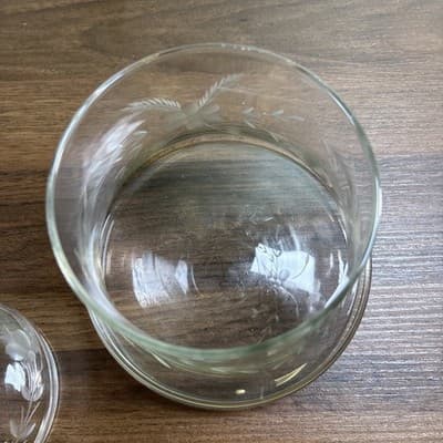 Vintage Princess House Heritage Floral Etched Bell Shaped Clear Glass Jar w/Lid - Thumbnail 5