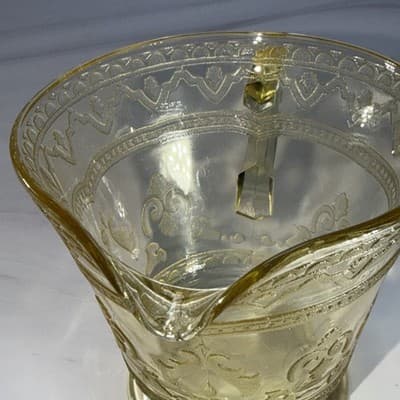 Vtg Patrician Spoke Depression Federal Glass CREAMER Plates Amber Yellow 1930s - Thumbnail 5
