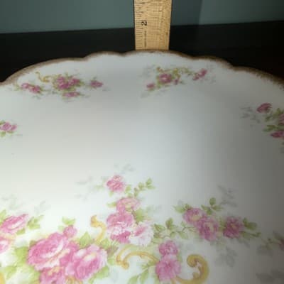Vintage T & V Tesserman & Vogt Limoges France Gold Border 8” Plate Moss Roses - Thumbnail 10