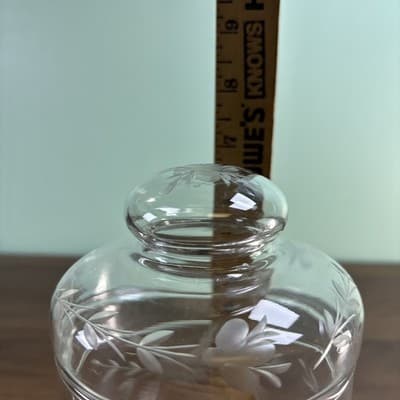 Vintage Princess House Heritage Floral Etched Bell Shaped Clear Glass Jar w/Lid - Thumbnail 10