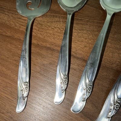 5 Serving Pieces Rogers International EXQUISITE Silverplate 1957 Spoons Pie - Thumbnail 6