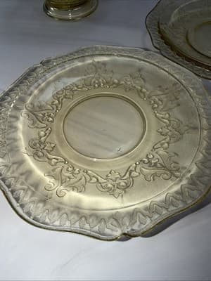 Vtg Patrician Spoke Depression Federal Glass CREAMER Plates Amber Yellow 1930s - Thumbnail 20