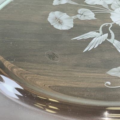 New Hummingbird Etched Lead Crystal Large Serving Platter 12.5” Avon - NOS - Thumbnail 10