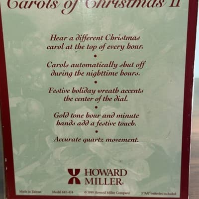 Howard Miller Carols of Christmas II Table Clock Musical Sounds Of The Season - Thumbnail 12