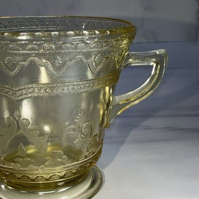 Vtg Patrician Spoke Depression Federal Glass CREAMER Plates Amber Yellow 1930s - Thumbnail 4