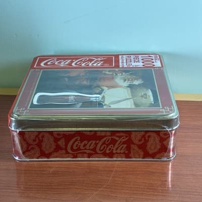 VTG 1998 Coca -Cola Santa Claus 1000 Piece Puzzle In Tin Magnet Christmas - Thumbnail 6